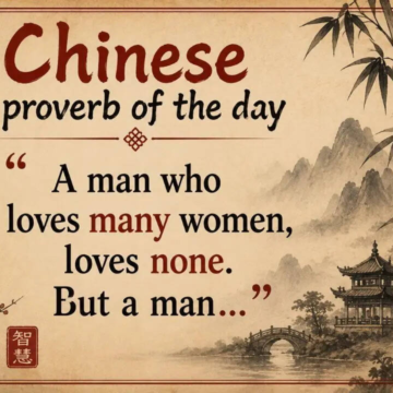 wp-header-logo-1159.png Chinese proverb of the day: “A man who loves many women, loves none. But a man…” — life lessons on loyalty, emotional depth, commitment, human connection, and why real love is often built on devotion rather than endless desire