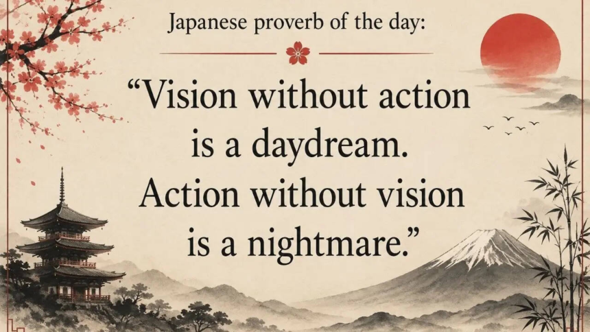 Japanese proverb of the day: “Vision without action is a daydream. Action without vision is…”