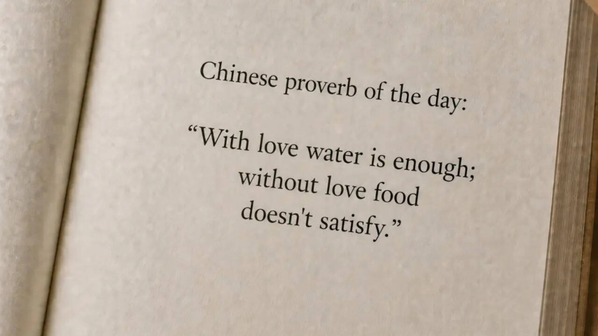 wp-header-logo-595.png Chinese proverb of the day: “With love water is enough; without love food doesn't satisfy.”