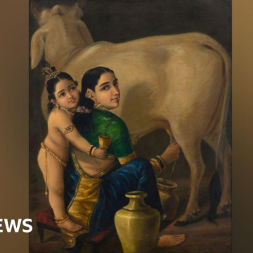 Yashoda and Krishna: Raja Ravi Varma painting sets Indian art record with $17.9m sale – BBC