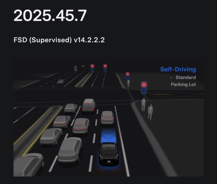 Tesla rolls out FSD v14.2.2.2 (2025.45.7) soon after the v14.2.2 (2025.45.5) software update (official release notes) – Tesla Oracle