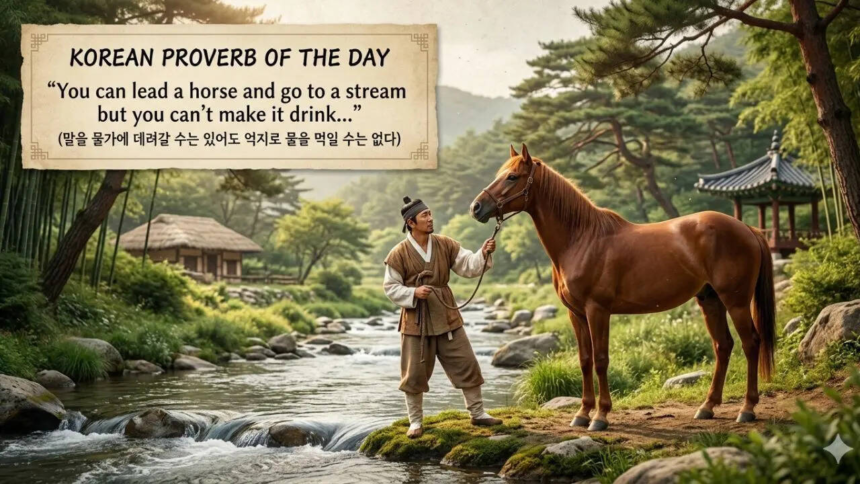 wp-header-logo-615.png Korean proverb of the day: “You can lead a horse and go to a stream but you can’t make it drink…”