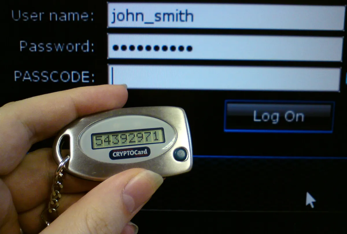Two-factor security token for logins, illustrating 1Password for Agents