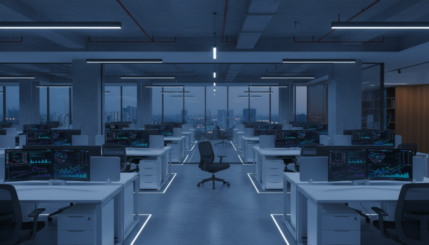 Barclays job cuts AI: empty bank back-office desks in India