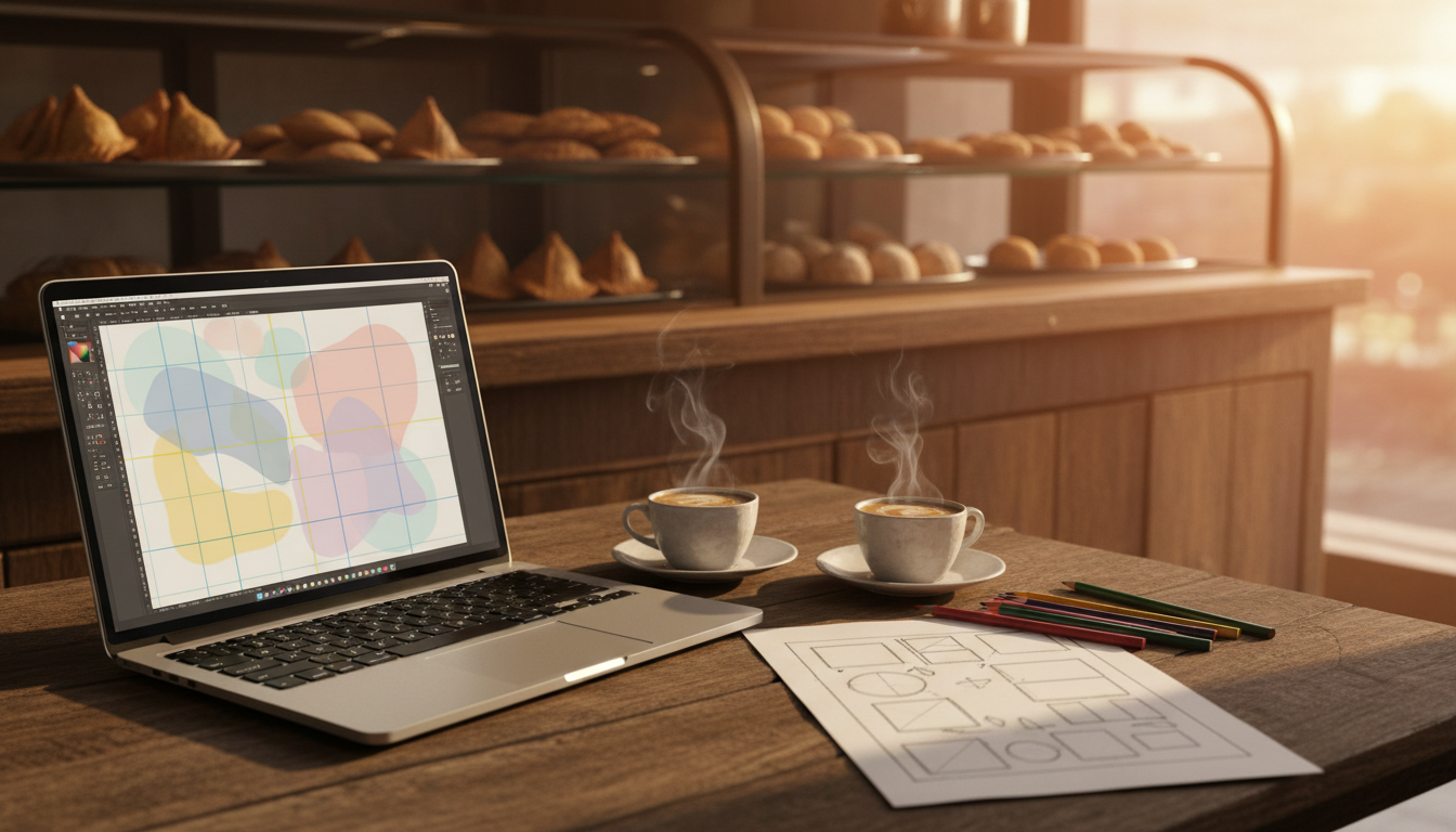 Canva Craft AI image model used to design a shop poster on a laptop