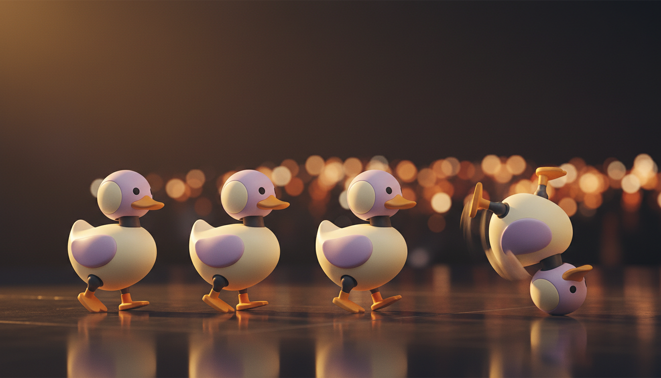 Microduck robot small duck-shaped robots performing tricks on a stage
