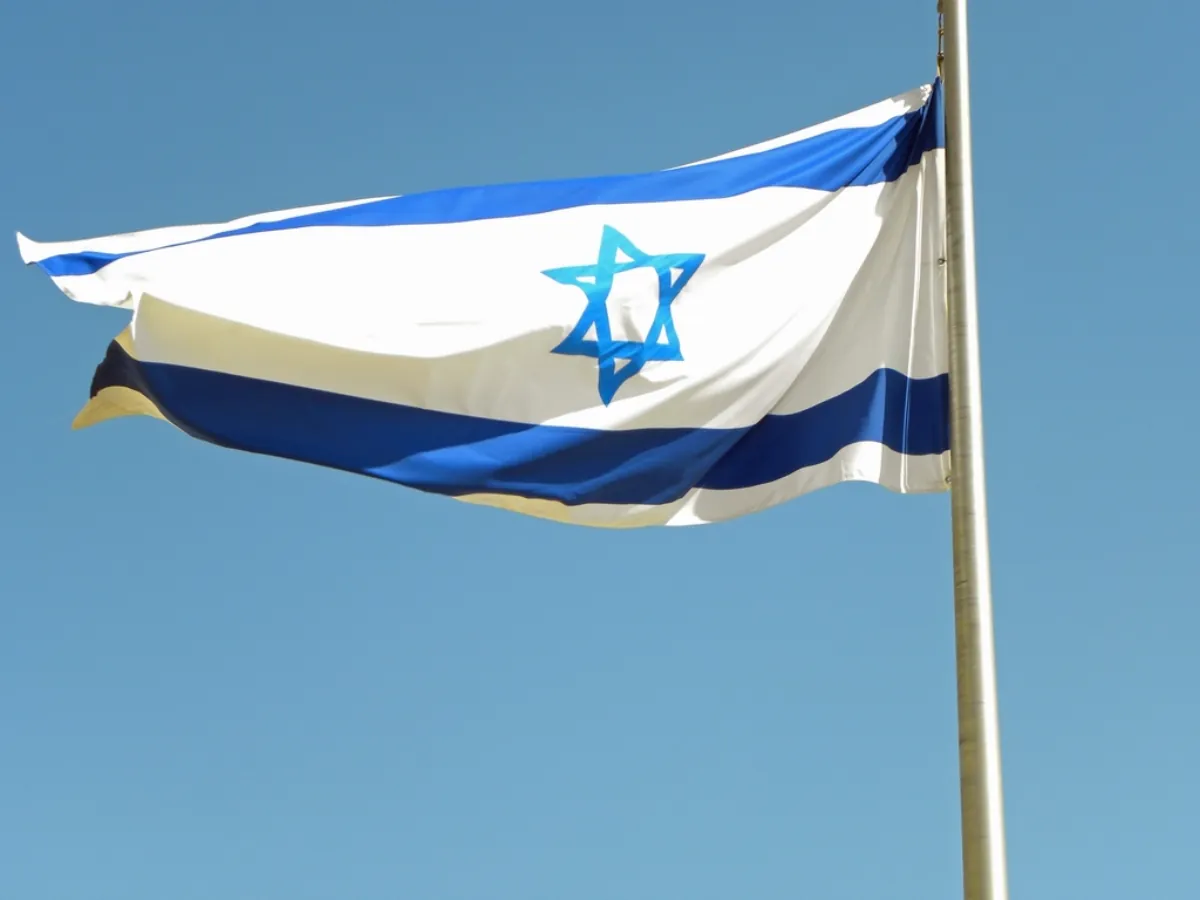 Israeli flag flying against a blue sky ahead of the Israel election 2026